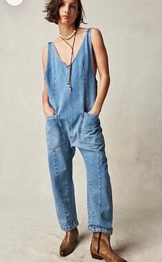 We the Free People High Roller Jumpsuit Jean Oversized Overalls Size Small